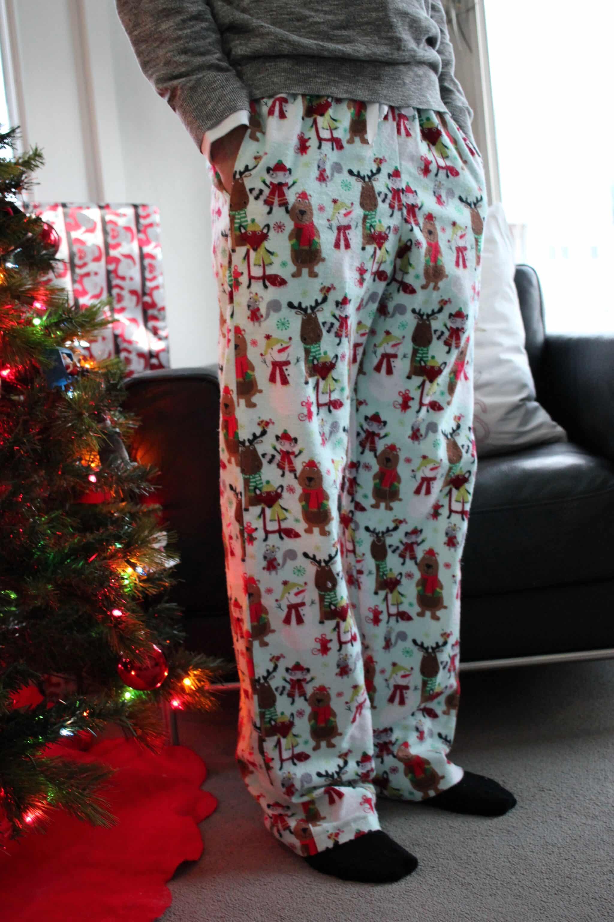 Christmas pajama bottoms - Naked photo
