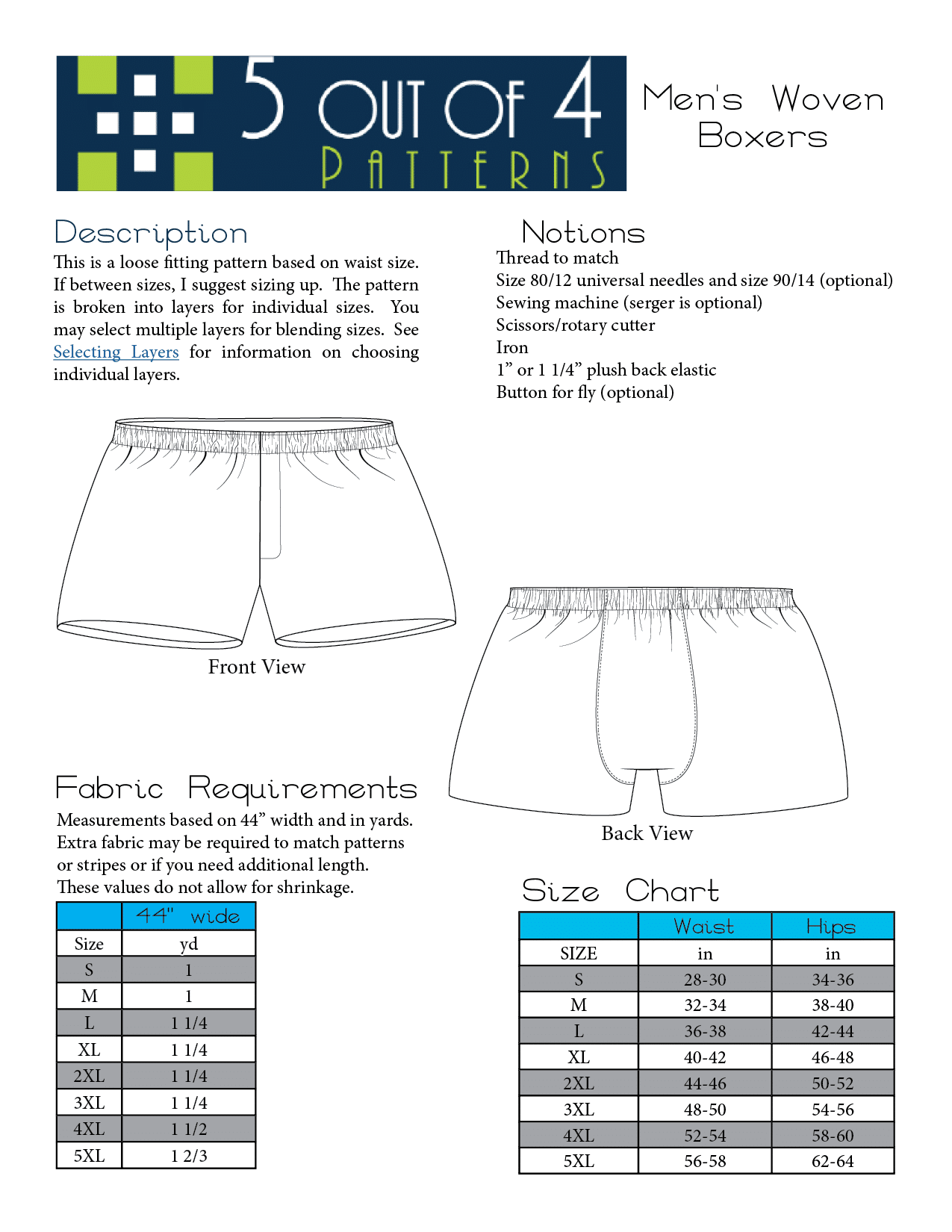 Men's Underpants Sewing Pattern | Sewing Lara