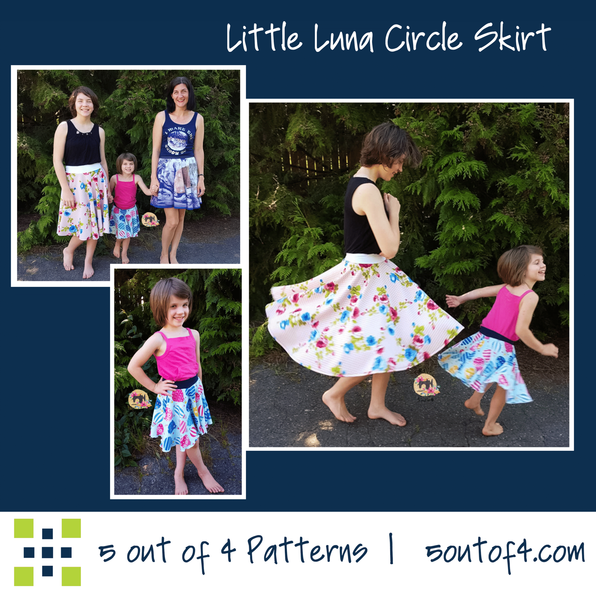 Children's Circle Skirt Petrol With Lions 