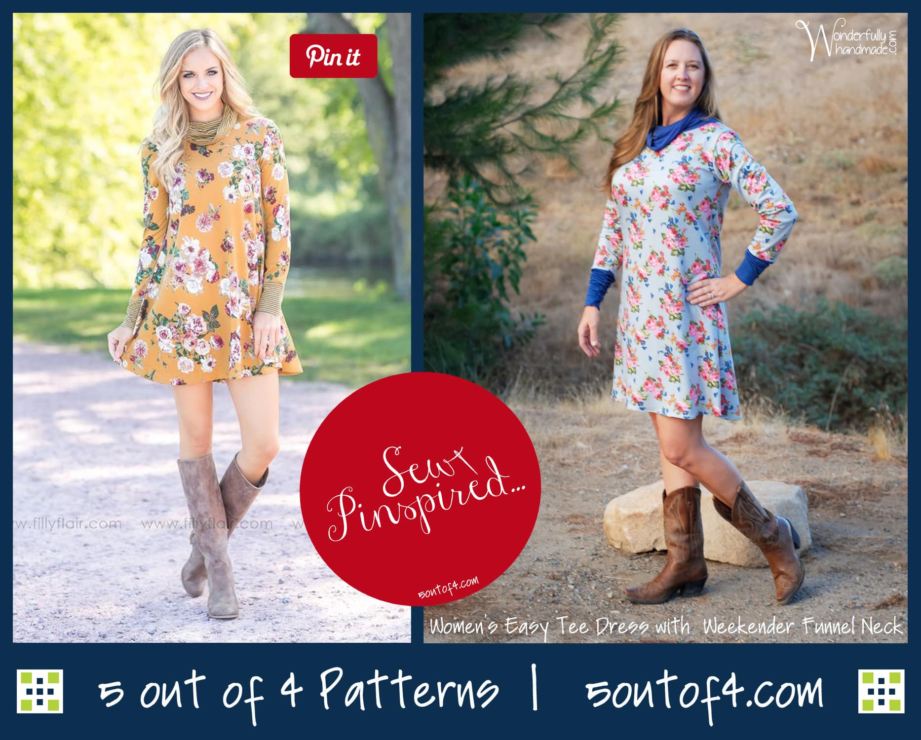 Sew Pinspired: Easy Tee Dress and Nancy Raglan Hoodie - 5 out of 4 Patterns
