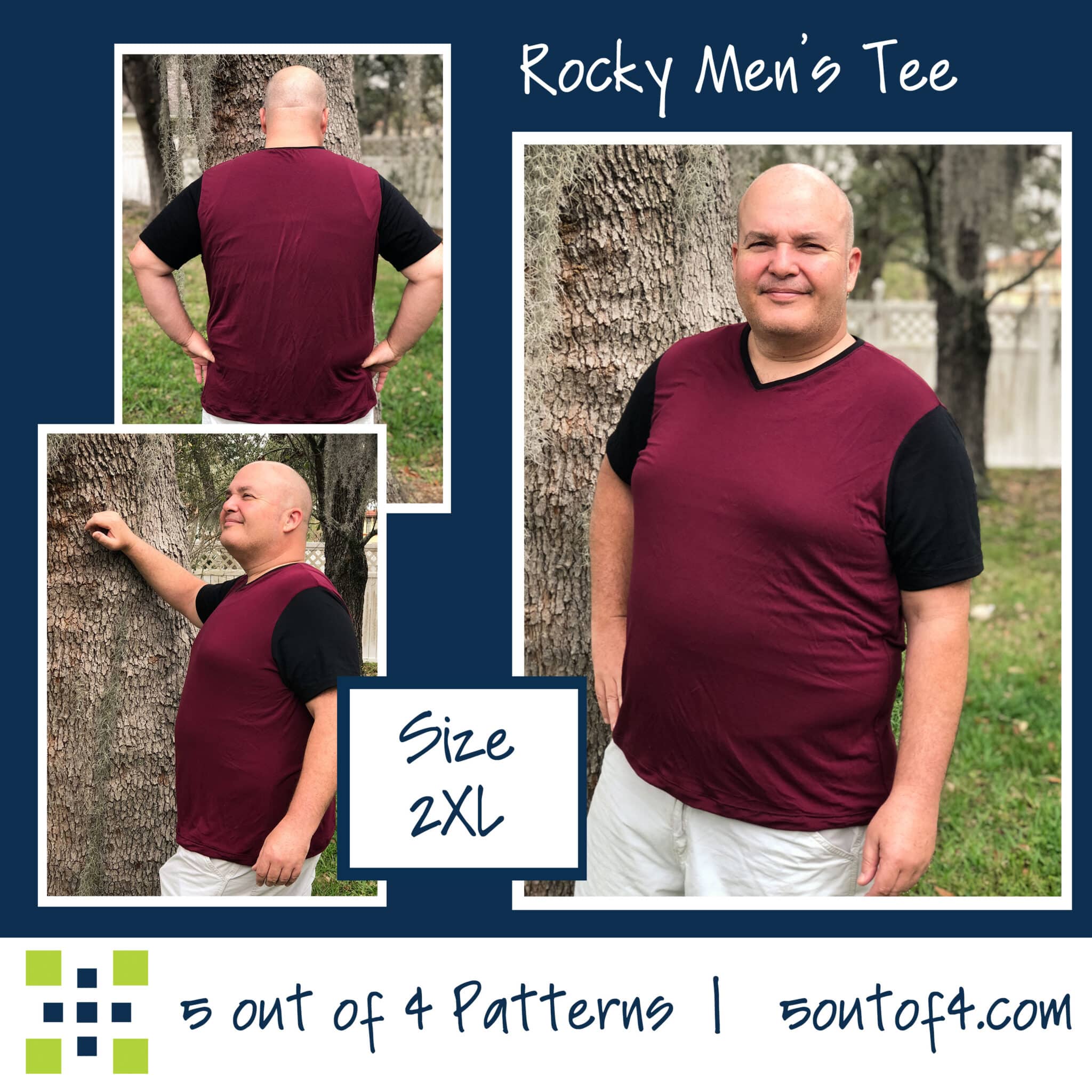 Men's Rocky Tee - 5 out of 4 Patterns PDF Sewing Pattern XXS - 5XL