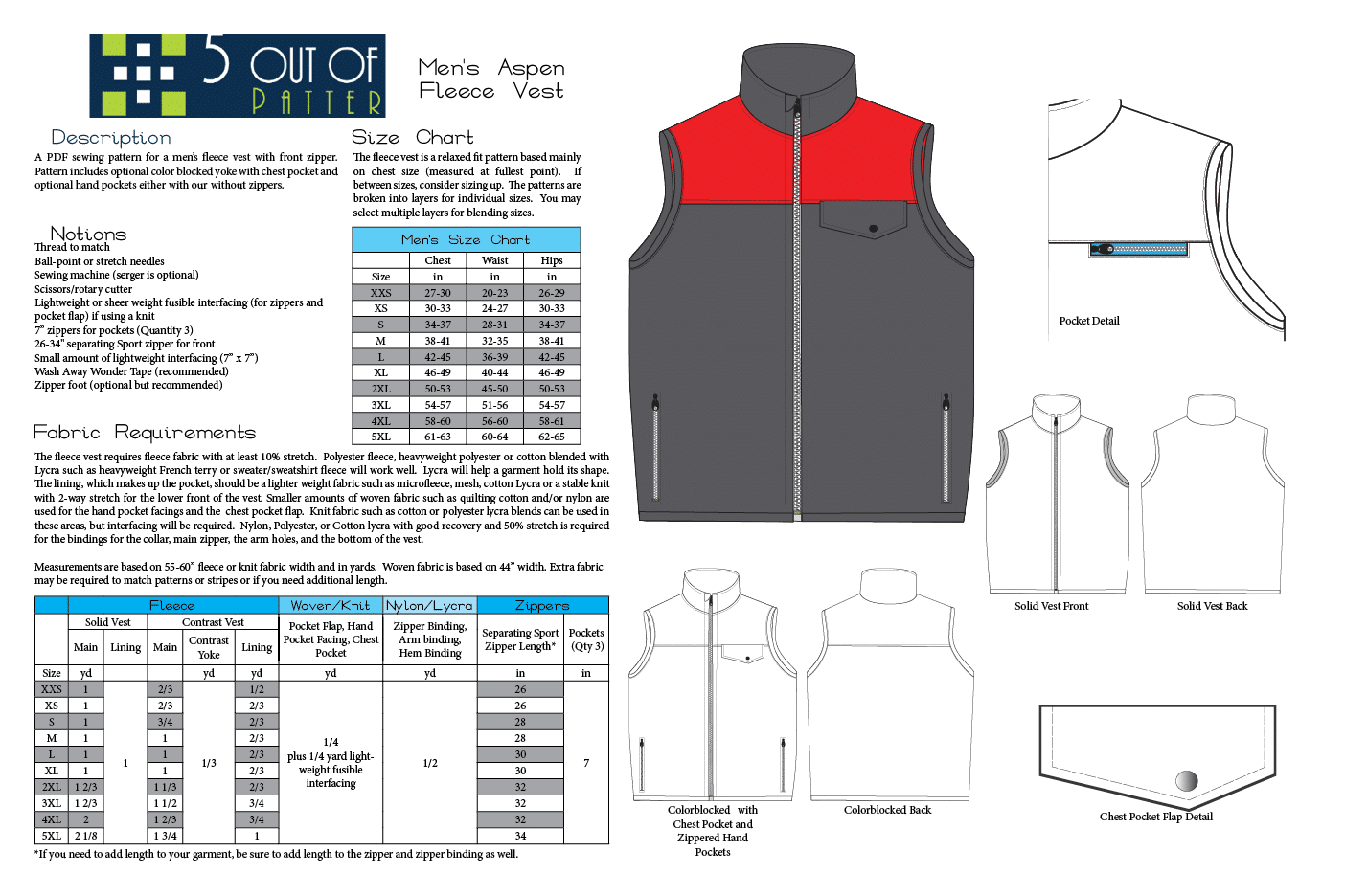 Aspen and Redwood Vest Bundle - 5 out of 4 Patterns