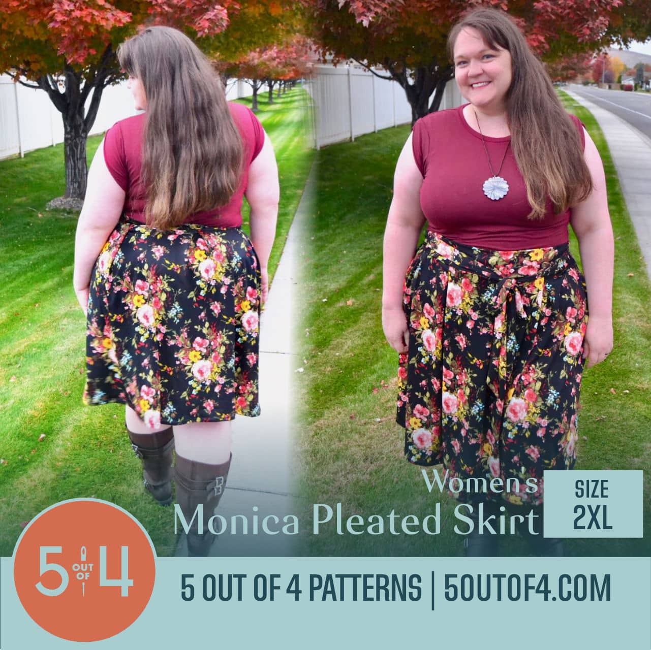 5 out of 4 Women's Monica Pleated Skirt PDF Pattern Instant Download