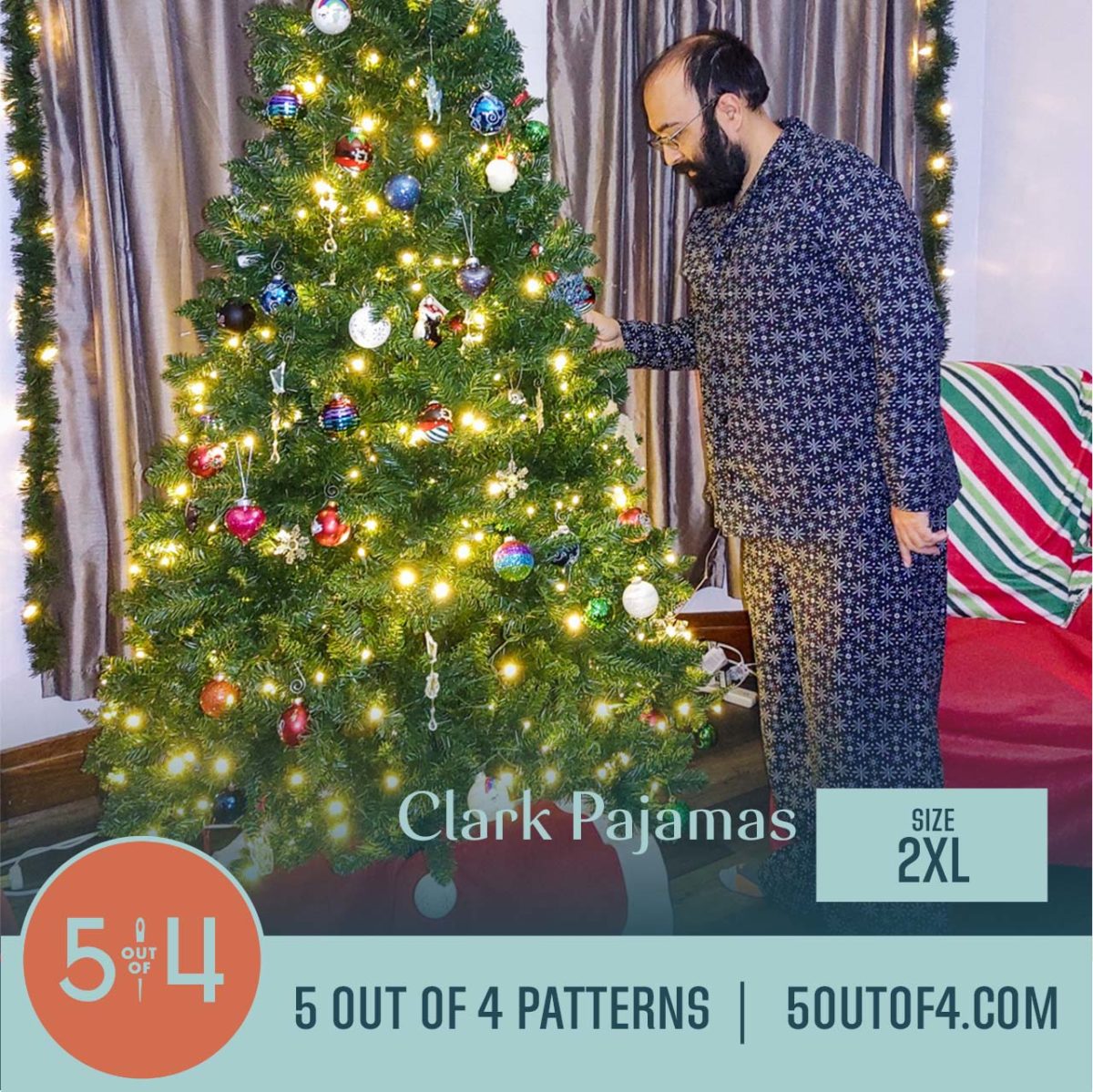 5oo4 Woven Pajama Pattern for Men size 2XL