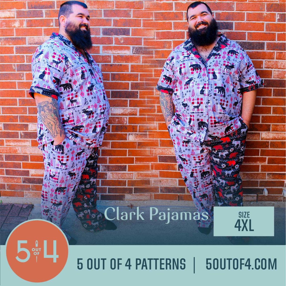 5oo4 Woven Pajama Pattern for Men size 4XL