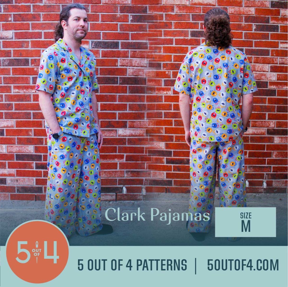 5oo4 Woven Pajama Pattern for Men size M