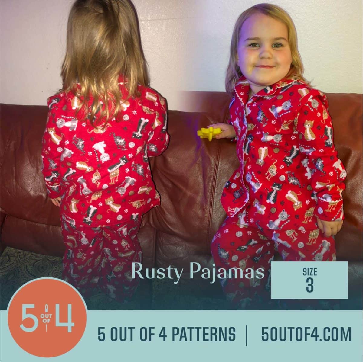 5oo4 Woven Pajama Pattern for Kids size 3