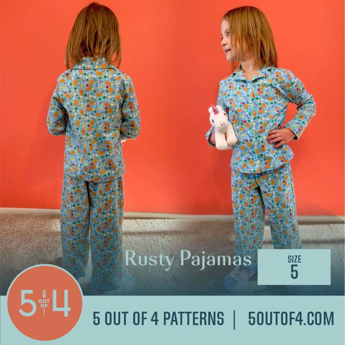 5oo4 Woven Pajama Pattern for Kids size 5